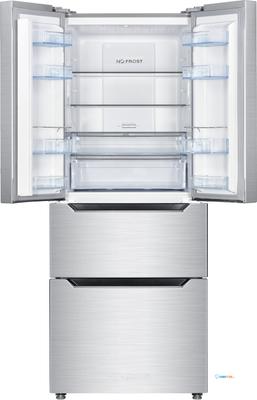 French-Door Koelkast - 185 + 115 liter - Yotal No-Frost - LED-Touchscreen - Multi & DynaCool Airflow - Silver-line - LED - Glas - Inoxlook - Frilec BONN350-4NFA+INOX 1