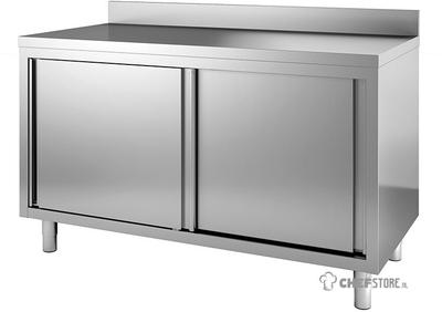 Gastro-Inox RVS Werkbank 1700(l)x700(d)x850(h)mm Met Schuifdeuren En Achteropstand, Gastro-Inox 302.122