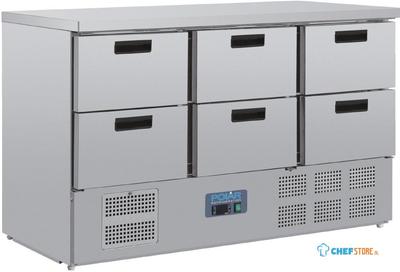 Gekoelde werkbank | 6 laden, GN1/1 | Geventileerd | Polar CR711