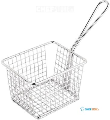 Olympia vierkant RVS frituurmandje voor snacks groot | GG867