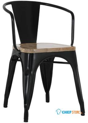 Bolero HZ804 Bistro Curve Armstoelen met Houten Zitting Zwart (4 stuks)