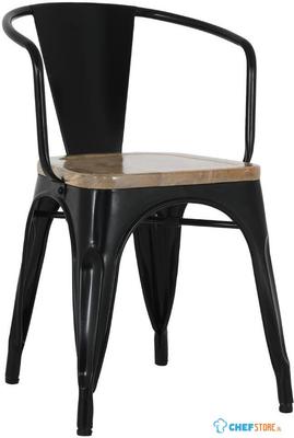 Bolero HZ804 Bistro Curve Armstoelen met Houten Zitting Zwart (4 stuks)