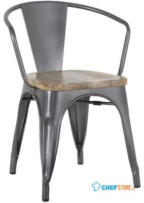 Bolero HZ805 Bistro Curve Armstoelen met Houten Zitting Donkergrijs (4 stuks)