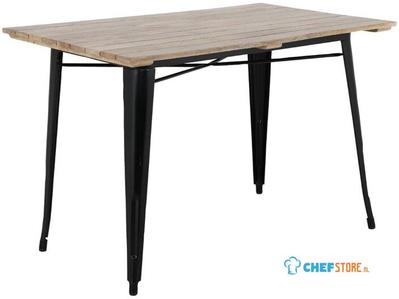 Bolero HZ810 Bistro Eettafel met Mangohouten Lattenblad en Zwarte Poot 1200mm