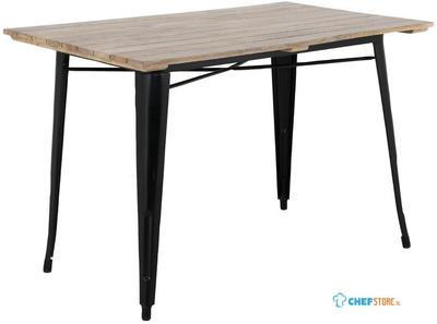 Bolero HZ810 Bistro Eettafel met Mangohouten Lattenblad en Zwarte Poot 1200mm