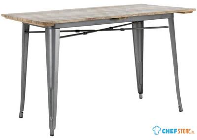 Bolero HZ811 Bistro Eettafel met Lattenblad van Mangohout en Donkergrijze Poot 1200mm
