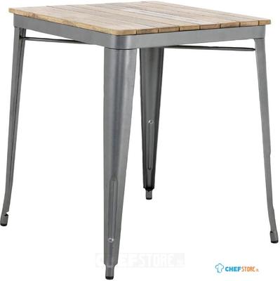 Bolero HZ813 Bistro Eettafel met Lattenblad van Mangohout en Donkergrijze Poot 650mm