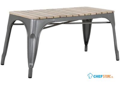 Bolero HZ817 Bistro Bank met Mangohouten Latten en Donkergrijze Poten 850mm (2 stuks)