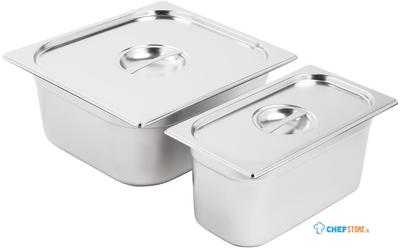Vogue SA240 RVS Gastronorm Bakken Set 1/3 en 2/3 met Deksels