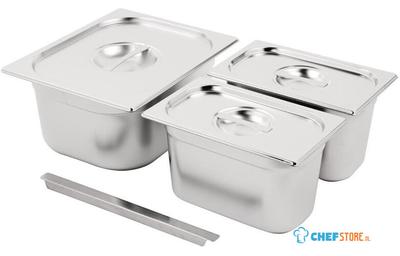 Vogue SA244 RVS Gastronorm Bakken Set 1/2 en 2x 1/4 met Deksels