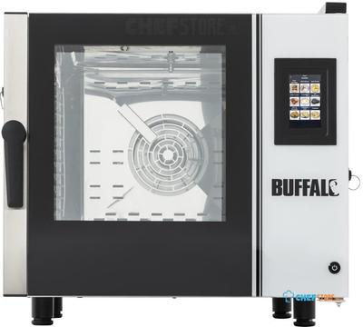 Buffalo Vrijstaande Slimme Touchscreen Compacte Combi Oven 6 X GN 1/1 met Installatiekit en Afzuigkap - SA773