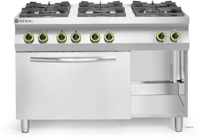 Gasfornuis Kitchen Line 6 pits met elektrische heteluchtoven GN 1/1 - Hendi 225899