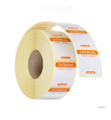 HENDI 850527 Voedselveiligheid dagstickers, herbruikbaar, , Zaterdag, Oranje, 1000 st., 25x25mm