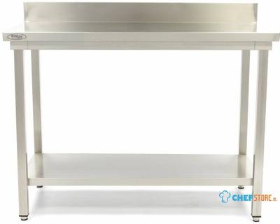 Maxima Werktafel RVS - 80 X 60 cm - Verstelbare Hoogte - met Spatrand en Onderschap - 09300977