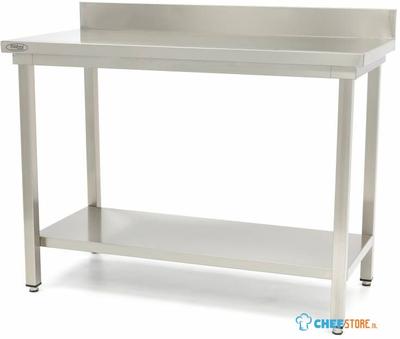 Maxima Werktafel RVS - 100 X 60 cm - Verstelbare Hoogte - met Spatrand en Onderschap - 09300980