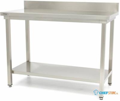 Maxima Werktafel RVS - 200 X 60 cm - Verstelbare Hoogte - met Spatrand en Onderschap - 09300995