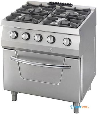 09396113 Heavy Duty Fornuis - 4 Pitten - Dubbel - 70 cm Diep - 37 kW - Gas incl. Oven
