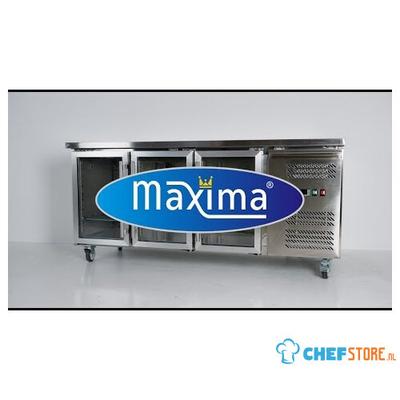 Maxima Koelwerkbank - 417 L - 180 cm - 3 Glazen Deuren - 09400406