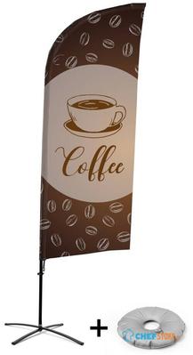 Syna Beach Flag Alu Wind Complete Set Koffie Engels Kruisvoet - BFAW310-CB30-WB-I132