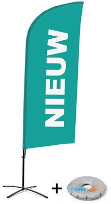 Syna Beach Flag Alu Wind Complete Set Nieuw Turquoise Nederlands Kruisvoet - BFAW310-CB30-WB-I82