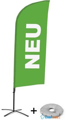 Syna Beach Flag Alu Wind Complete Set Nieuw Groen Duits Kruisvoet - BFAW310-CB30-WB-I84