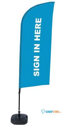 Syna Beach Flag Alu Wind Complete Set hier Melden Blauw Engels - BFAW310-WT21-I114