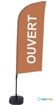 Syna Beach Flag Alu Wind Complete Set Open Bruin Frans ECO Printmateriaal - BFAW310-WT21-I491ECO