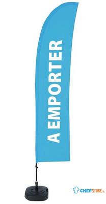 Syna Beach Flag Budget Wind Complete Set Take Away Blauw Frans ECO Printmateriaal - BFBL-WT21-17-I593ECO