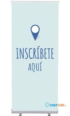 Syna Roll-Banner Budget 85 Complete Set hier Melden Blauw Spaans - RBB085LSFI356