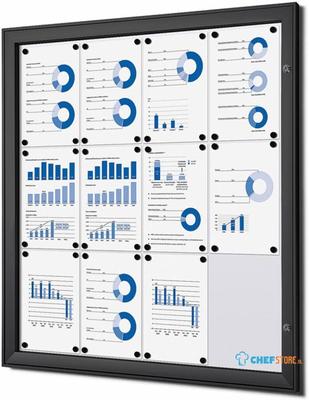 Syna Vergrendelbaar Notitiebord Indoor Zwart 12x A4 - SCS12XA4C9005