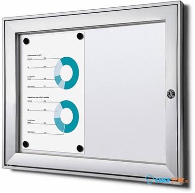 Syna Vergrendelbaar Notitiebord Indoor B1 Brandwerend Zilver 2x A4 - SCS2XA4B1