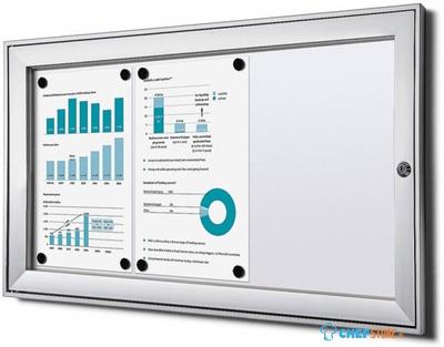 Syna Vergrendelbaar Notitiebord Indoor B1 Brandwerend Zilver 3x A4 - SCS3XA4B1