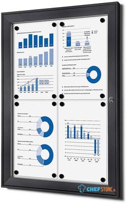 Syna Vergrendelbaar Notitiebord Indoor Zilver 4x A4 RAL7016 - SCS4XA4C7016JS
