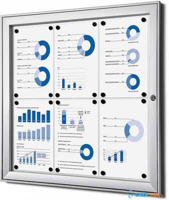 Syna Vergrendelbaar Notitiebord Indoor Zilver 6x A4 - SCS6XA4