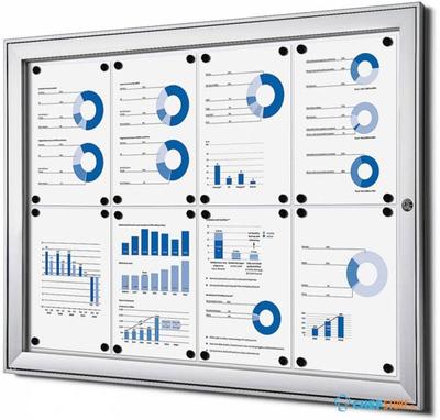 Syna Vergrendelbaar Notitiebord Indoor Zilver 8x A4 - SCS8XA4