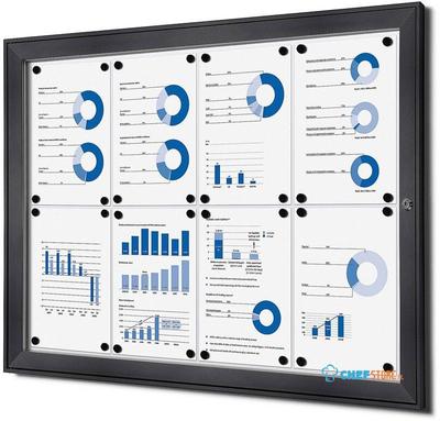 Syna Vergrendelbaar Notitiebord Indoor Zilver 8x A4 RAL7016 - SCS8XA4C7016JS