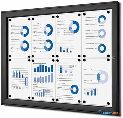 Syna Vergrendelbaar Notitiebord Indoor Zwart 8x A4 - SCS8XA4C9005