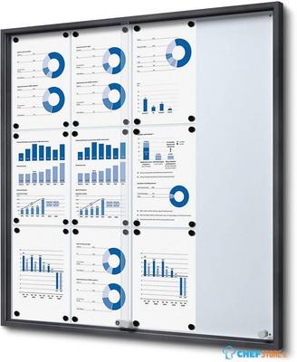 Syna Vergrendelbaar Notitiebord met Schuifdeuren Slim 12x A4 Antraciet - SCSLG12XA4C7016JS