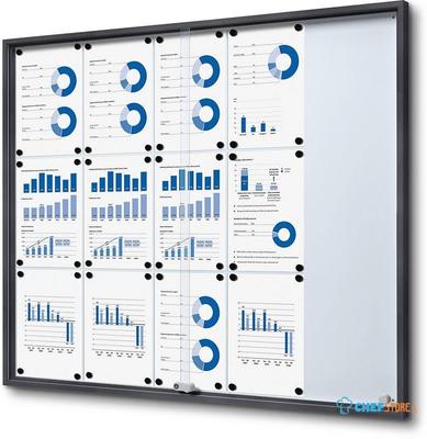 Syna Vergrendelbaar Notitiebord met Schuifdeuren Slim 15 X A4 Antraciet - SCSLG15XA4C7016JS