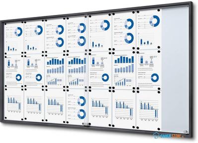 Syna Vergrendelbaar Notitiebord met Schuifdeuren Slim 24 X A4 Antraciet - SCSLG24XA4C7016JS