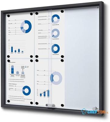 Syna Vergrendelbaar Notitiebord met Schuifdeuren Slim 6 X A4 Antraciet - SCSLG6XA4C7016JS