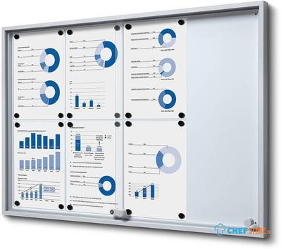 Syna Vergrendelbaar Notitiebord met Schuifdeuren Slim 8x A4 - SCSLG8XA4