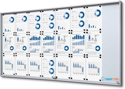 Syna Indoor Vergrendelbaar Notitiebord met Schuifdeuren Slim met Veiligheidshoeken 24 X A4 - SCSLR24XA4