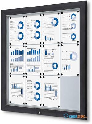 Syna Vergrendelbaar Notitiebord Outdoor met Gasveer 12x A4 RAL 7016 - SCT12XA4PHC7016JS