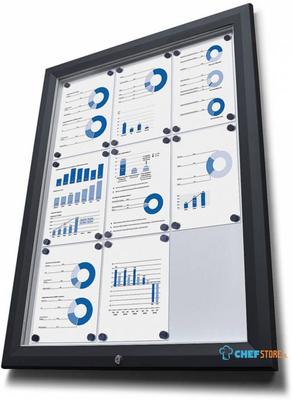 Syna Vergrendelbaar Notitiebord Outdoor met Gasveer 12x A4 RAL 9005 - SCT12XA4PHC9005
