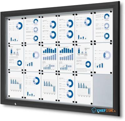 Syna Vergrendelbaar Notitiebord Outdoor met Gasveer 18x A4 RAL 9005 - SCT18XA4PHC9005