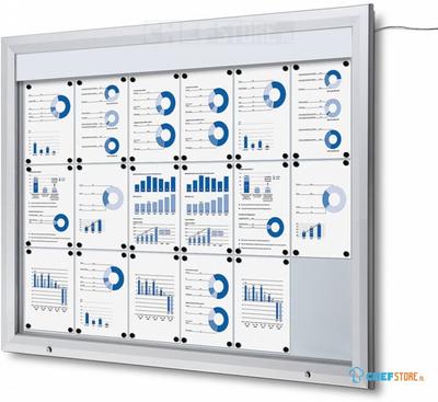 Syna Vergrendelbaar Notitiebord Outdoor Verlicht Logo met Gasveer 18x A4 - SCT18XA4PHLED