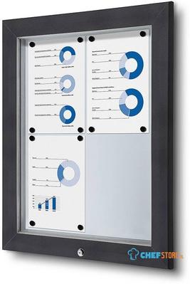Syna Vergrendelbaar Notitiebord Outdoor 4x A4 RAL 7016 - SCT4XA4PHC7016JS