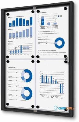 Syna Vergrendelbaar Notitiebord Indoor Economy Zwart 4x A4 - SCXS4XA4C9005