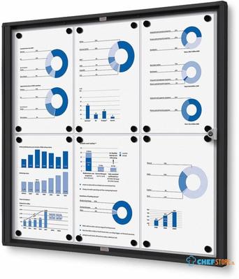 Syna Vergrendelbaar Notitiebord Indoor Economy Zwart 6x A4 - SCXS6XA4C9005